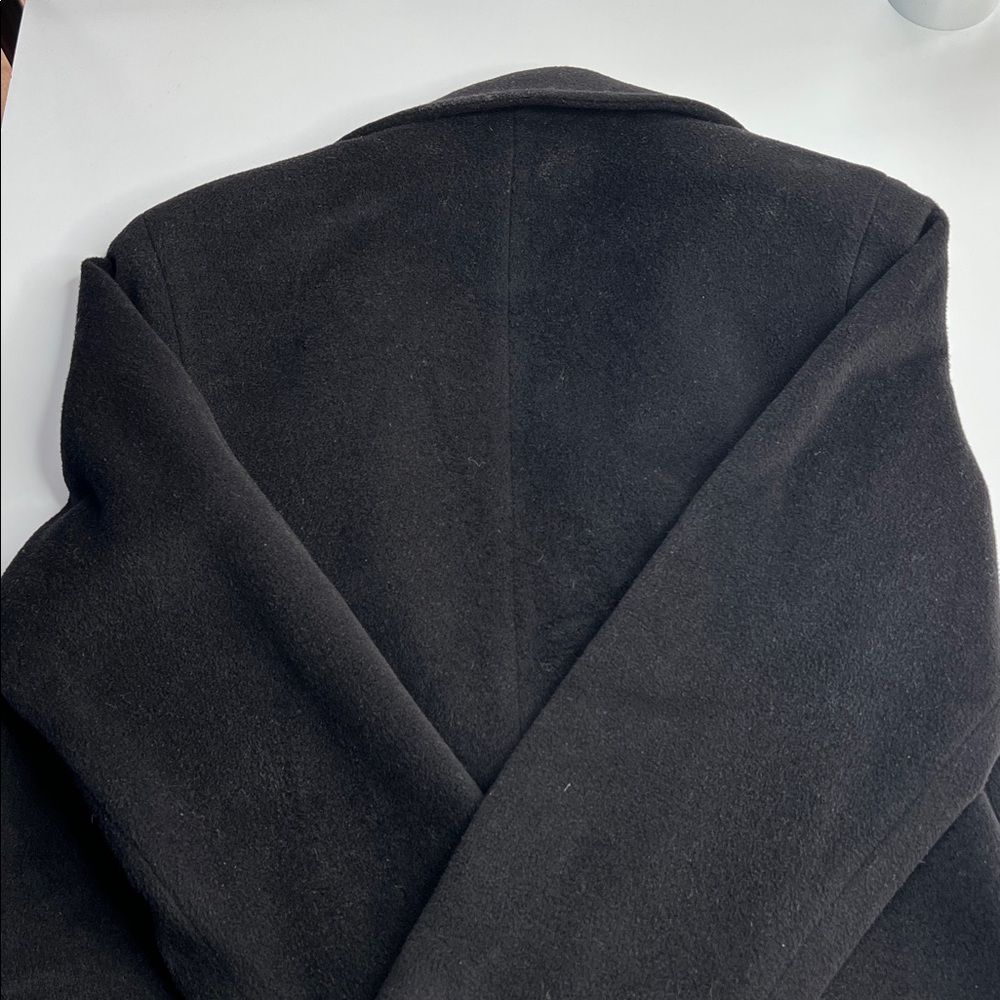 Cinzia Rocca Classic virgin wool Black Pea Coat career quality mature timeless S - Picture 11 of 12